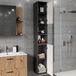 Vicco Hoge kast Irma, Antraciet/Goudkleurig Eiken, 30 x 190 cm met 2 deuren