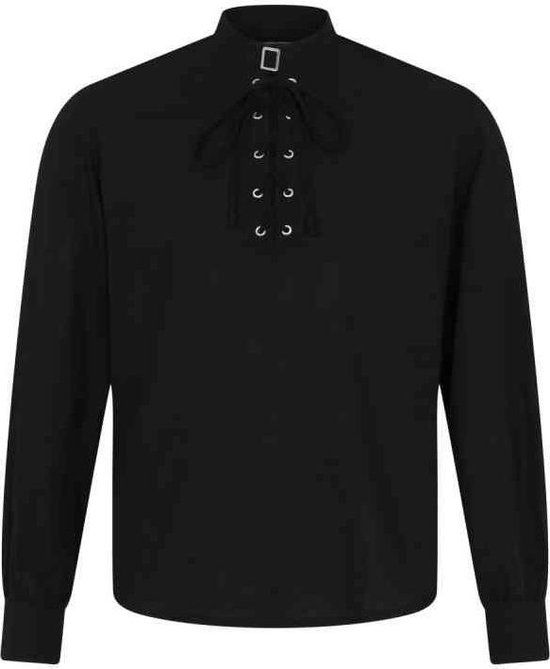 Banned Overhemd met veters Heren Shirt - zwart - M