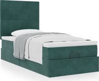 Prolenta Maison Exclusive - Ottoman bedframe met matrassen, donkergrijs, 80x200 cm, fluweel
