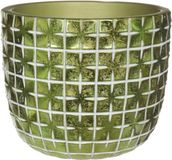 Ideas4seasons Bloempot/plantenpot ruit motief Hanoi - metallic groen - D18 x H15 cm - voor binnen