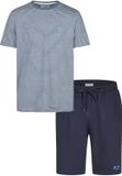 Phil & Co. Berlin Phil & Co Heren Shortama Korte Pyjama Set Grijs/Donkerblauw Gestreept - Maat XXL