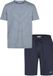 Phil & Co. Berlin Phil & Co Heren Shortama Korte Pyjama Set Grijs/Donkerblauw Gestreept - Maat XXL