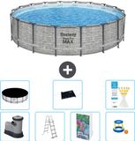 Bestway Rond Steel Pro MAX Zwembad - Steenprint - 549 x 122 cm