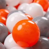KiddyMoon 200 ∅ 7cm kinderballen speelballen voor ballenbad baby plastic ballen made in eu, oranje/grijs/wit