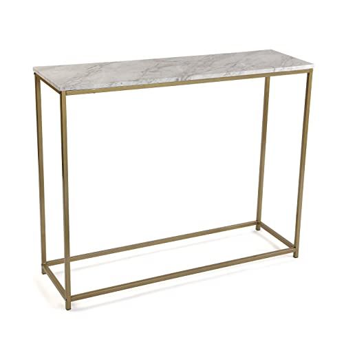 Versa Montpellier entree meubilair - consoletafel - goud en marmer - 100x30x81 cm