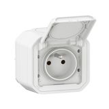 LEGRAND - Prise Etanche IP55 avec Terre Plexo - Prise 2P+T 16A Complète avec Volet - Pour Pose en Apparent - Fabriqué En France - Blanc