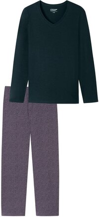 Uncover by Schiesser Schiesser Uncover Women's Long Pajamas - 100% Cotton - Night Blue