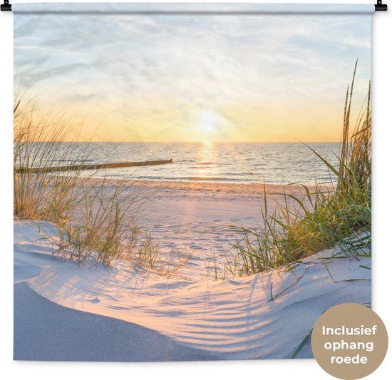 1001Tapestries Wandkleed - Strand - 120x120 cm - Katoen - Modern