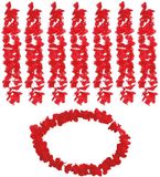 Merkloos Hawaii bloemen krans/slinger - 8x stuks - rood