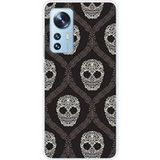 Xiaomi Bedrukt siliconen hoesje compatibel met Xiaomi Mi 12, Xiaomi Mi 12X Floral skull