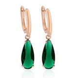 Deja Jewels Oorbellen met Hangers - Dames, Rosegoudkleurige Afwerking, Groene Waterdrop Glassteen