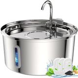 TOMXCUTE 3.2L Roestvrijstalen Kattenfontein met Kijkvenster voor Waterniveau