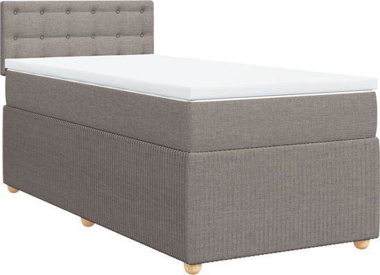 vidaXL Boxspring met matras stof taupe 90x200 cm