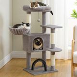 Merkloos / Sans marque Famanu Indoor Cat Tree Tower – 106CM with Self Groomer, Sisal Scratching Post, Large Condo Perch, Stable for Kittens, Spacious Hummocks, Scratching Post for Cats