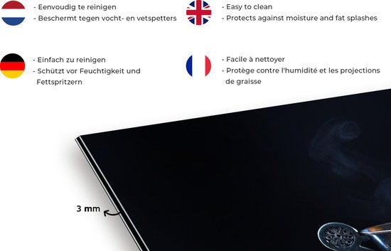 KitchenYeah Spatscherm keuken 120x60 cm - Rustiek - Fruit - Kaas - Tafel - Stilleven - Aluminium