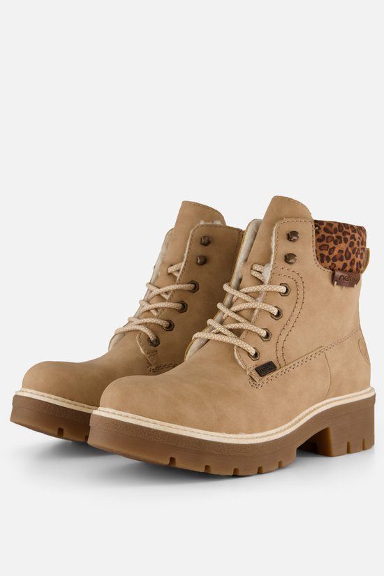 Rieker Dames Veterboot Beige Multi Maat 37