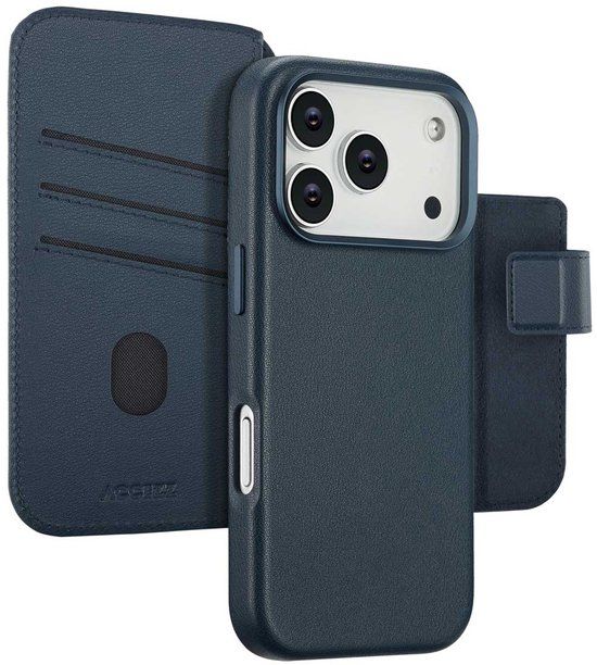 Accezz Leather Bookcase 2-in-1 met MagSafe voor de Apple iPhone 17 Pro - Nightfall Blue