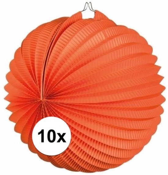 Oranje 10x Lampionnen oranje 22 cm