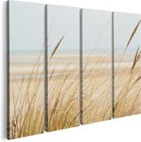Artaza Canvas Schilderij Vierluik Strand en Zee met Begroeiing - 120x90 - Foto Op Canvas - Canvas Print