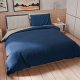 PETTI Artigiani Italiani Dekbedovertrekset 150x200 cm met 1 Kussensloop 50x80 cm, Zachte Microvezel, Lichtgrijs - Nachtblauw