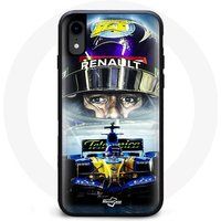 Maniacase Etui voor iPhone XR Formule 1 blauw geel Fernando Alonso