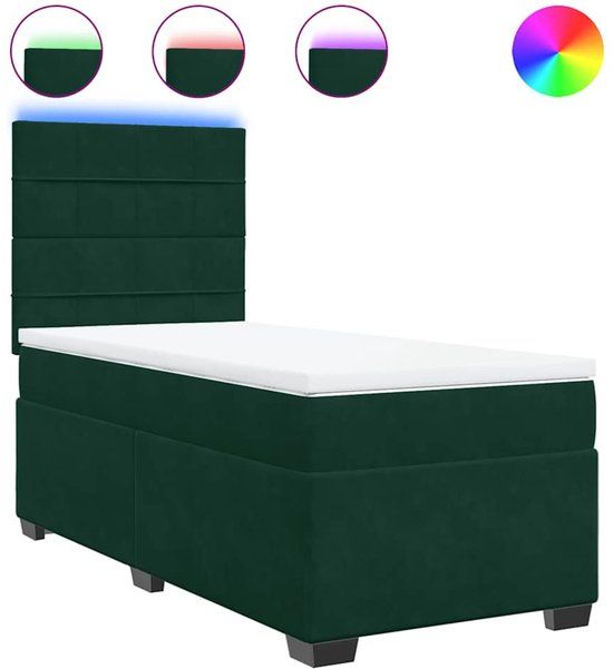 vidaXL Boxspring met matras fluweel donkergroen 100x200 cm