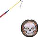 Merkloos Ronde lampion 25 cm doodskop met lampionstokje