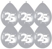 Haza 25 jaar getrouwd Jubileum thema ballonnen - 24x stuks - zilver