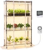 VEVOR Plantenplank met Kweeklamp, 4-Laags Plantenstandaard met Transparante Deksel, Timer en Hygrometer, 180w Full-Spectrumlampen, Bloemenplank voor Kamerplanten 90x35x150 cm