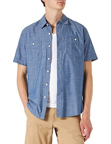 Amazon Essentials Amazon Essentials Men's Chambray-shirt met korte mouwen, Gespoeld, XXL