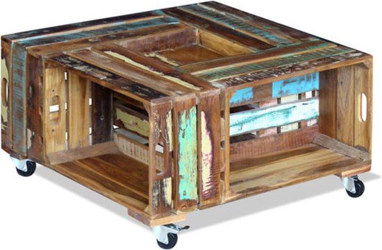 vidaXL Salontafel 70x70x35 cm massief gerecycled hout