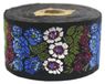 Jacquardband mit Gartenmotiv, Bleu et Vert, 10 mètres de long, 50 mm de large