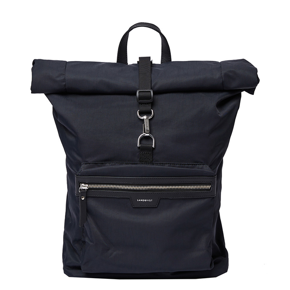 Sandqvist Sandqvist Siv Backpack black with black leather Zwart