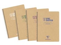 Clairefontaine 9853C Uninotes Schrift met Spiraalbinding Geperforeerd - A4+ 22,5x29,7 cm - 160 Afscheurbare Pagina's Gelijnd - Gerecycled Wit Papier 90 g - Omslag Gerecyclede Kraft - Willekeurig Kleur