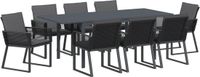 vidaXL Tuin Eettafel Set 9-delig Zwart Poly Rattan