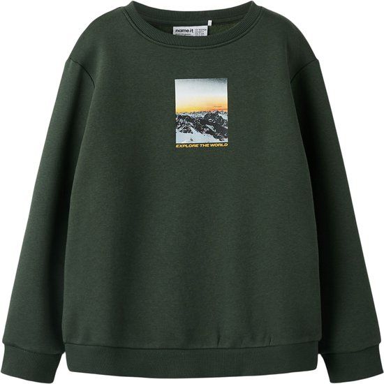 NAME IT Jongens Sweater Lange Mouw Ronde Hals Katoen/Polyester Deep Forest 122/128