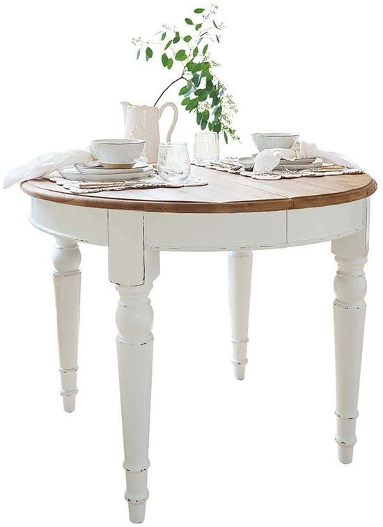 Loberon Eettafel Pinecrest wit/bruin