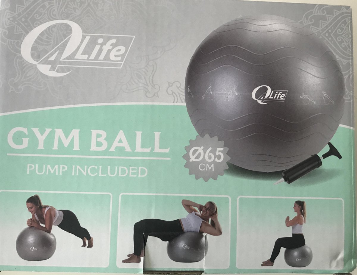Q4Life Professionele Opblaasbare Zilveren Fitnessbal Ø 65 cm - Inclusief Pomp