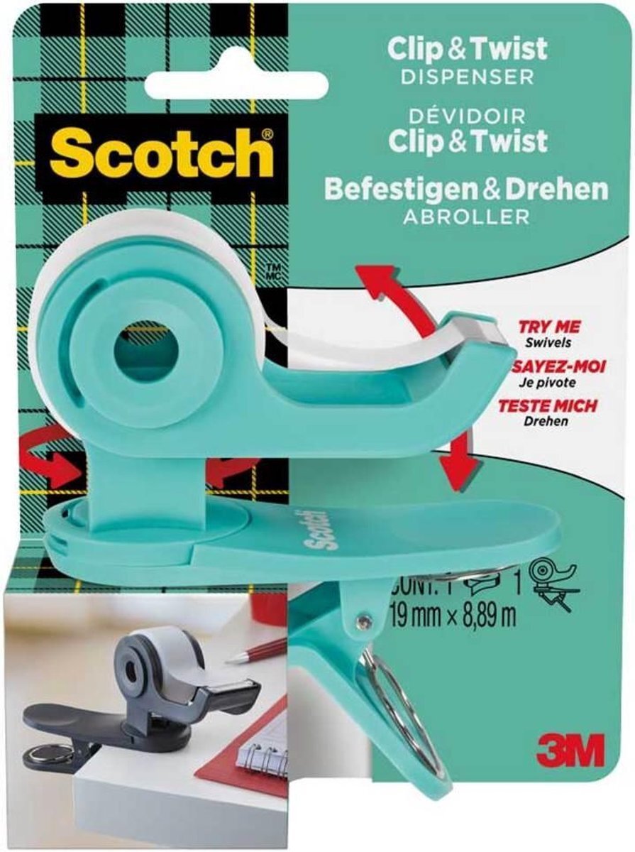 Scotch Clip & Twist Dispenser Invincible tape 19mm x 8,89m