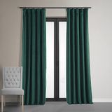 HPD Signature Gordijnen, fluweel, thermische verduisteringsgordijnen, voor woonkamer, 213 cm lang (1 paneel), roedezak, isolerend, raamgordijnen, 127 x 213 cm (b x l), groen (Blackforest Green)