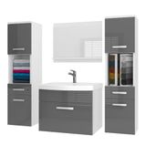 B BELINI GROUP BELINI Badkamermeubel Set PRI P6 - 120 cm Grijs Hoogglans met Wastafel en Spiegel
