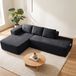 COMHOMA Canapé d'angle convertible, 255 cm, velours côtelé, canapé modulaire sans pieds, avec méridienne et cadre de dossier en métal, canapé-lit en L avec ouvert