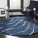 SAFAVIEH Florida Shag Collection SG472-6511 Abstract Wave gestructureerd 3,5 cm dikkere omtrek, 10 cm rond, donkerblauw/crème