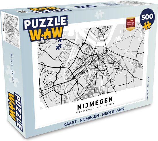 MuchoWow Puzzel Kaart - Nijmegen - Nederland - Legpuzzel - Puzzel 500 stukjes