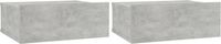 vidaXL - Nachtkastjes - 2 stuks - zwevend - 40x30x15 cm - bewerkt hout - betongrijs