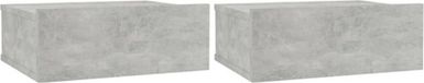 vidaXL - Nachtkastjes - 2 stuks - zwevend - 40x30x15 cm - bewerkt hout - betongrijs