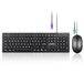 Perixx PERIDUO-117P, bekabelde standaard PS2 toetsenbord-muisset - Duitse QWERTZ-lay-out - set met 3-knops optische PS2-muis - 1,8 m kabel - zwart