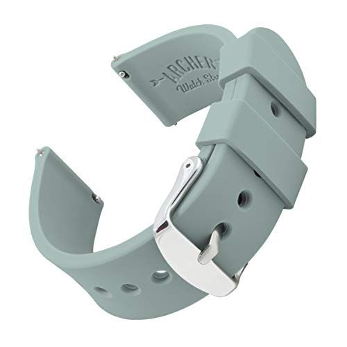Archer Watch Straps - Vervangende Quick Release Horlogebanden van Zacht Siliconen Rubber voor Dames en Heren (Groengrijs, 20mm)