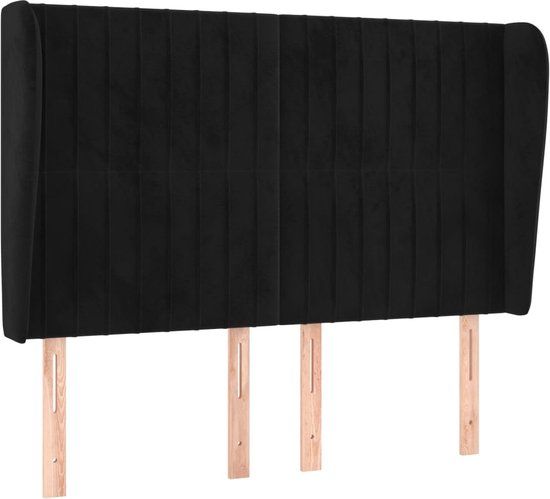 vidaXL Hoofdbord met randen 147x23x118/128 cm fluweel zwart