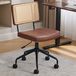 SEEDWAVE Vintage Bureaustoel met Rotan Rugleuning en PU-lederen Zitting